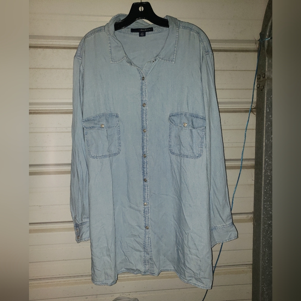 Plus Size 30 5X Vintage Denim Blouse button down top shirt